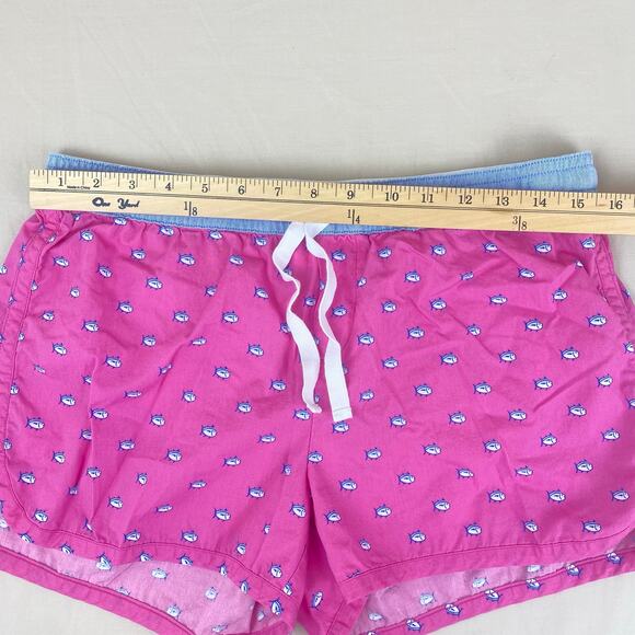 Southern Tide Preppy Drawstring Sleep Lounge Shorts Fish Pink Blue Size Medium - Picture 6 of 8